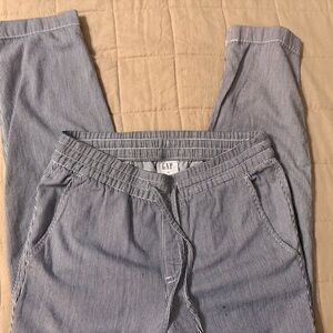 GAP Navy and White Pinstripe Drawstring Pants